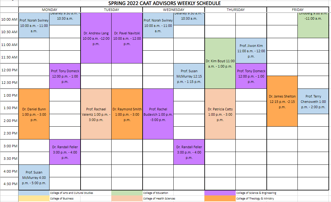 updated schedule