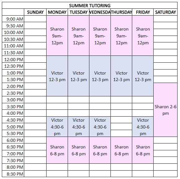 tutor schedule