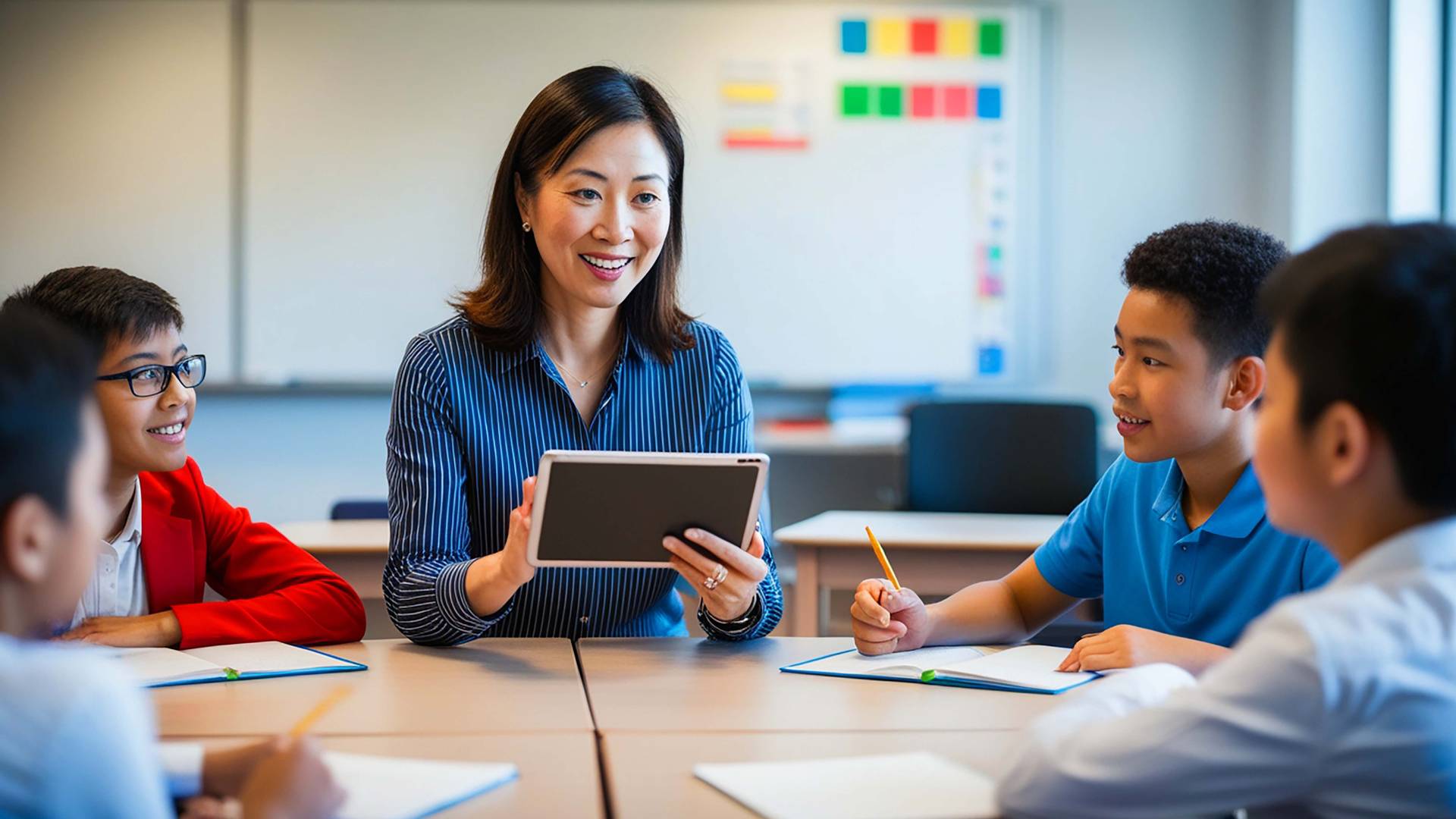 Teacher teaching students