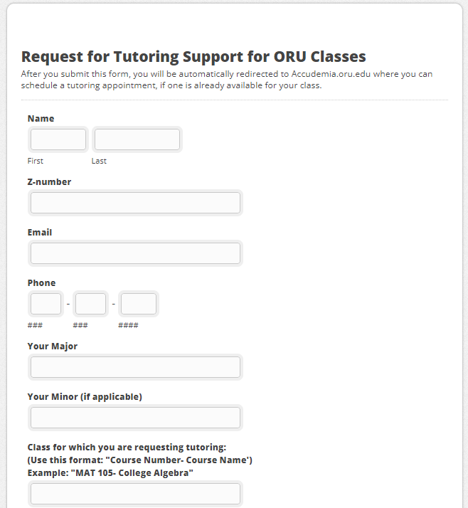 CAAT Tutoring Form