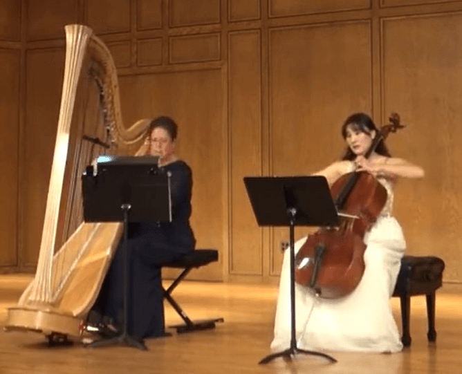 cello and harp performance of Adagietto