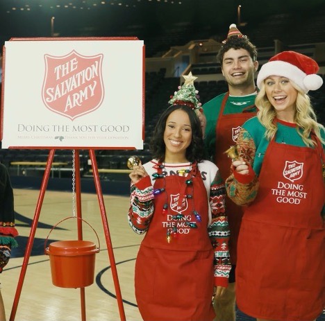 Oral Roberts University cheerleaders promoting The Salvation Army Toy Drive