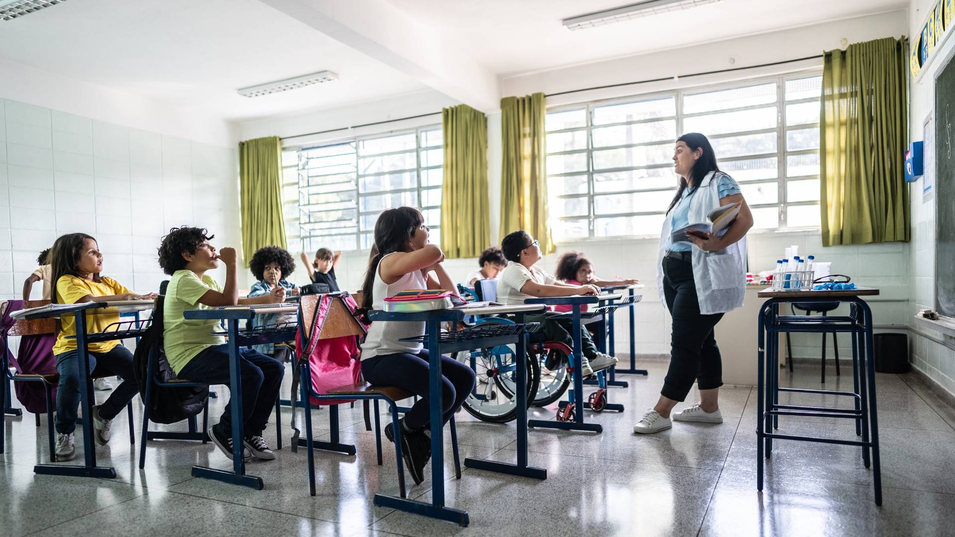 Teacher in front of class