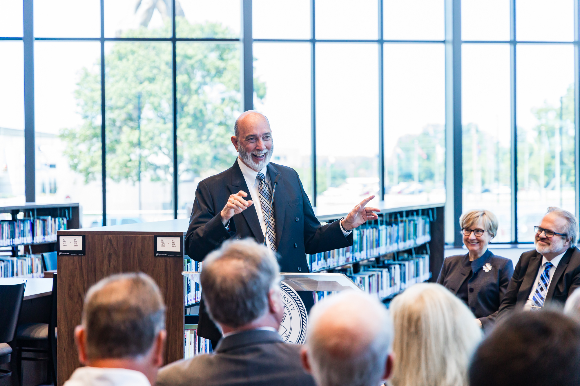 Dr. J.D. McKean speaking at the ribbon-cutting event.