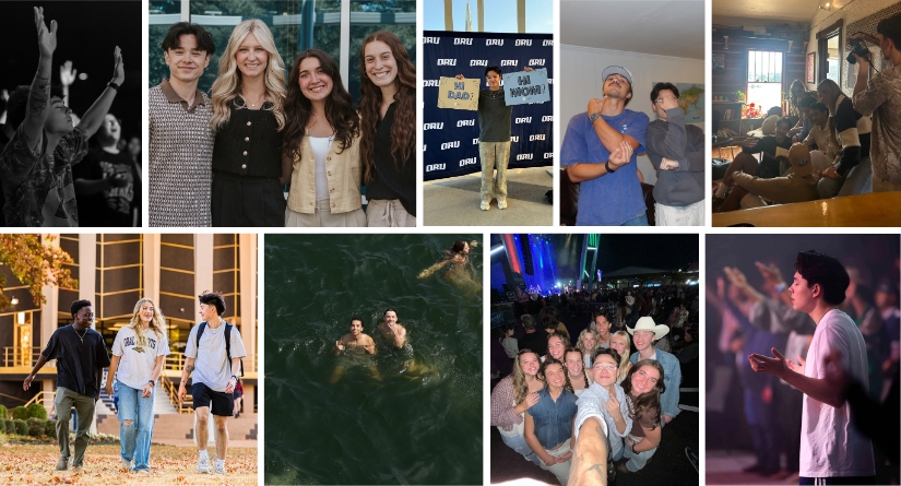 A photo collage of Austin and friends