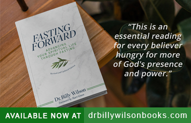 Image of ORU's President Wilson's book 'Fasting Forward'..